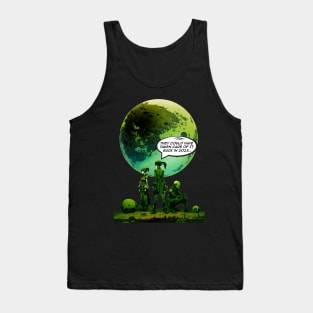 Peace on Earth No. 5: Goodwill Toward Humans "They Could Have Taken Care of it Back in 2023" on a Dark Background Tank Top